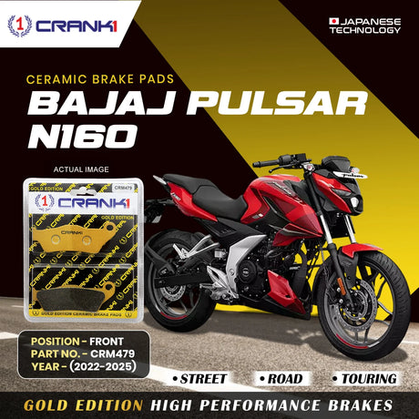CRANK1 Ceramic Brake Pads for Bajaj Pulsar N160 2022-2025 Front Disc Brake CRM479