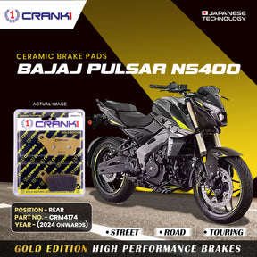 CRANK1 ceramic rear brake pads for Bajaj Pulsar NS400 2024 CRM4174