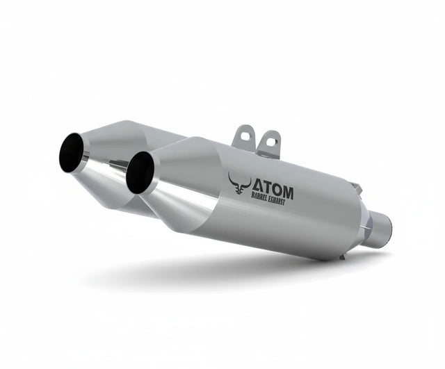 Barrel Atom 2.0 mirror polished stainless steel exhaust for Royal Enfield Interceptor 650 and Continental GT 650