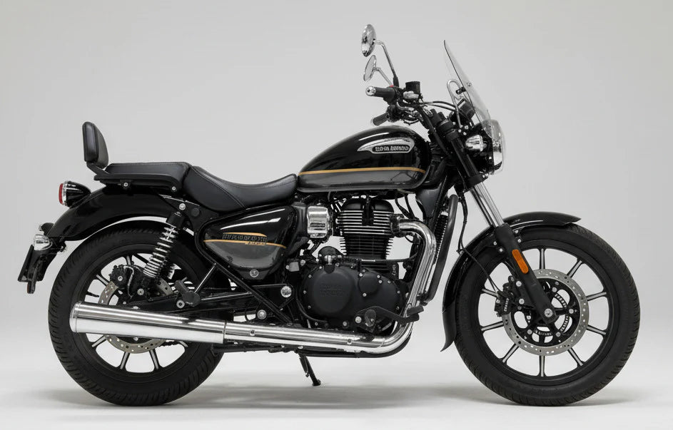 Barrel Exhaust-35 Bass Master exhaust for Royal Enfield Meteor 350 Classic 350 Reborn Goan Classic available in black and silver