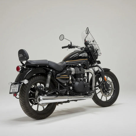 Barrel Exhaust-35 Bass Master exhaust for Royal Enfield Meteor 350 Classic 350 Reborn Goan Classic available in black and silver