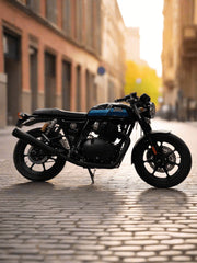 Barrel Exhaust-10 Bass Master black stainless steel exhaust for Royal Enfield Interceptor 650 and Continental GT 650