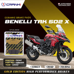 CRANK1 Ceramic Front Brake Pads CRM400 for Benelli TRK 502 X (2022) HH Rated Dual Disc Brake Pads (2 Sets)