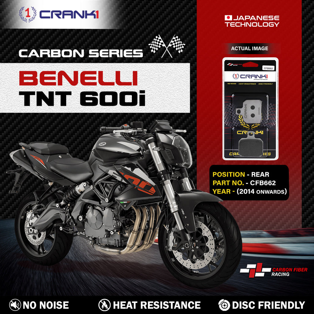 CRANK1 CFB662 Carbon Brake Pads for Benelli TNT 600i Rear