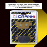 CRANK1 Ceramic Rear Brake Pads CRM371 for Benelli Imperiale 400 HH Rated Motorcycle Disc Brake Pads