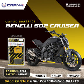 CRANK1 Ceramic Rear Brake Pads for Benelli 502C Cruiser CRM469