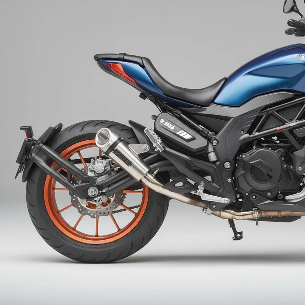 Barrel Outlaw slip on exhaust with mid pipe for Benelli 502C stainless steel performance motorcycle exhaust