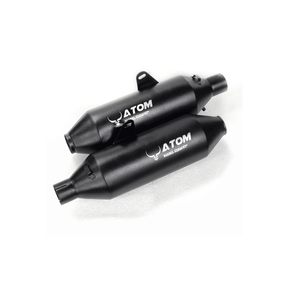 Barrel Atom black performance exhaust for Royal Enfield Interceptor 650 and Continental GT 650