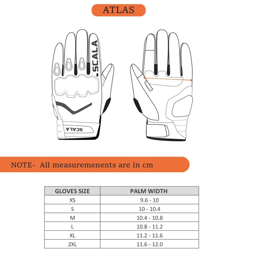 Scala Atlas black neon motorcycle riding gloves front view