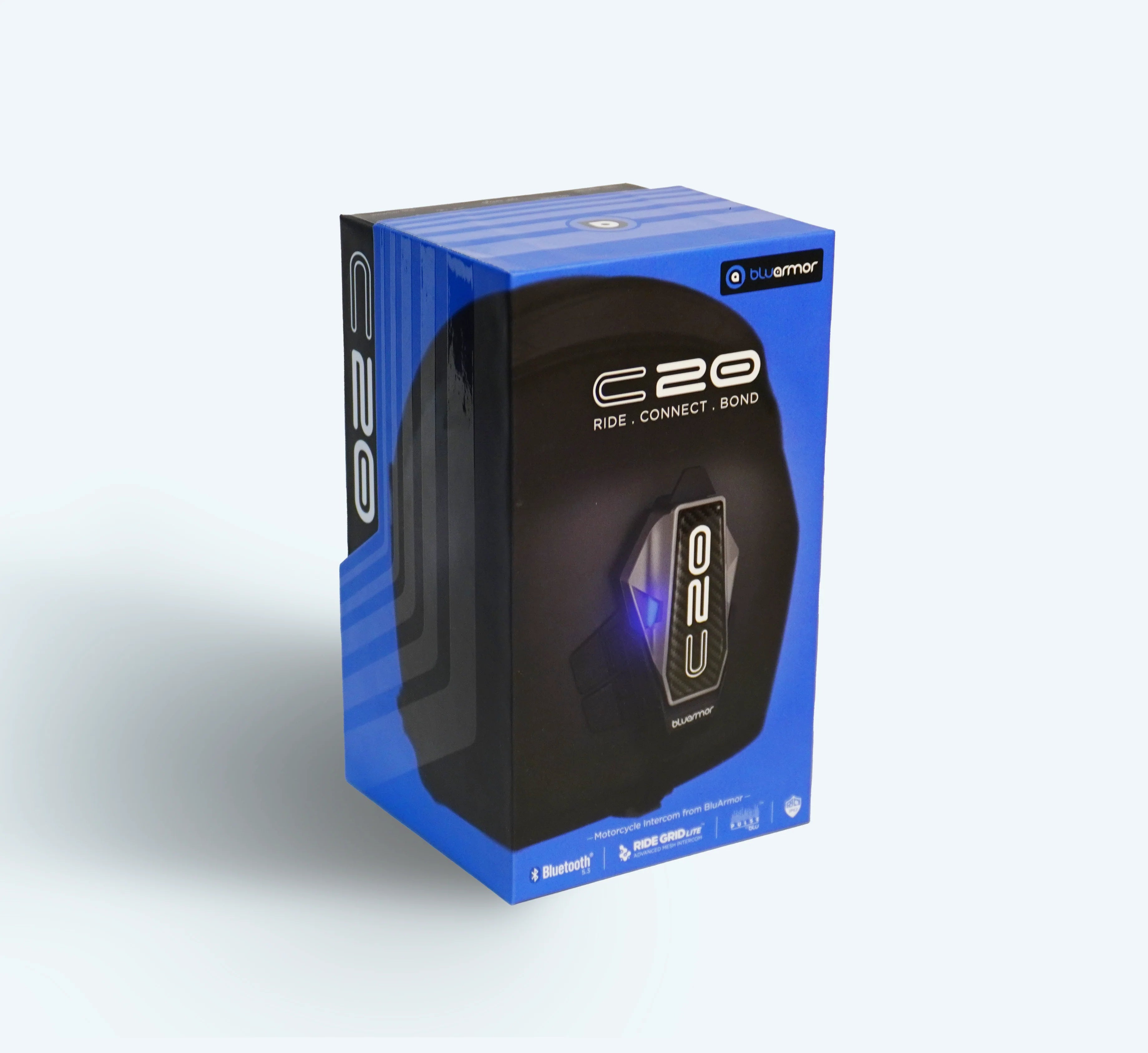 BluArmor C20 mesh helmet intercom with HD speakers and ClickDock mounting