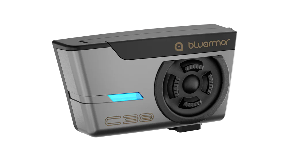 BluArmor C30 mesh helmet intercom with Tuned by BLU signature sound speakers