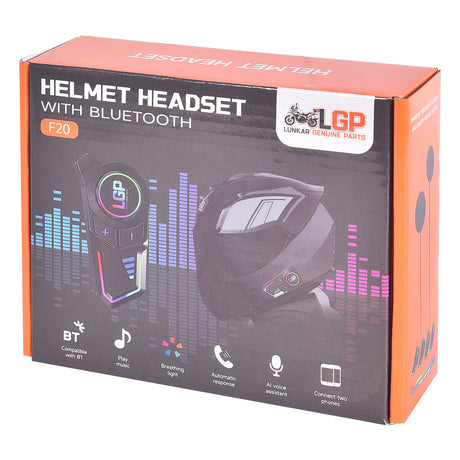 LGP F20 Bluetooth helmet headset installed on motorcycle helmet
