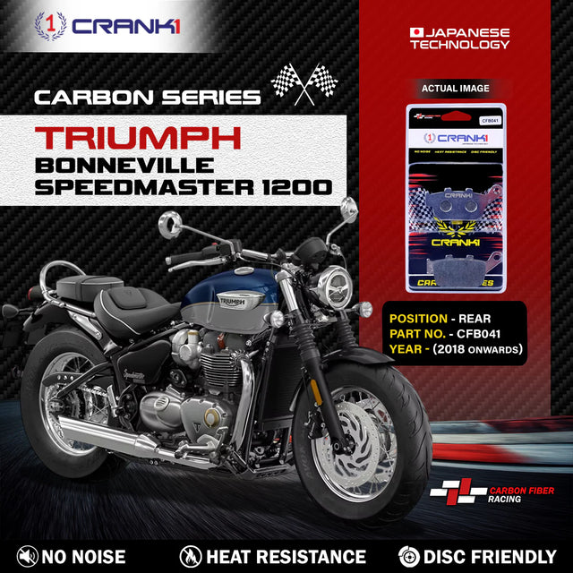 CRANK1 Carbon Rear Brake Pads CFB041 for Triumph Bonneville Speedmaster 1200 2018 onwards