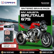 CRANK1 CB662 sintered rear brake pads for MV Agusta Brutale 675 high-performance motorcycle braking upgrade.
