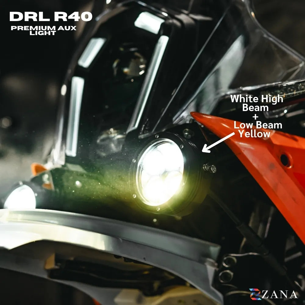 ZANA DRL-R40 Silver Series LED Fog Lights for KTM Motorcycles with OSRAM LEDs, Wireless Controller and 320m Beam Throw | Legendary Custom