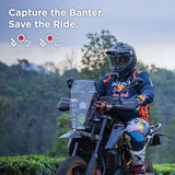 BluArmor C60 motorcycle mesh intercom mounted on helmet for rider communication, GPS navigation, music and group riding support