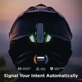 BluArmor C60 Pro Apex motorcycle mesh intercom installed on helmet for rider communication, GPS navigation and group riding support