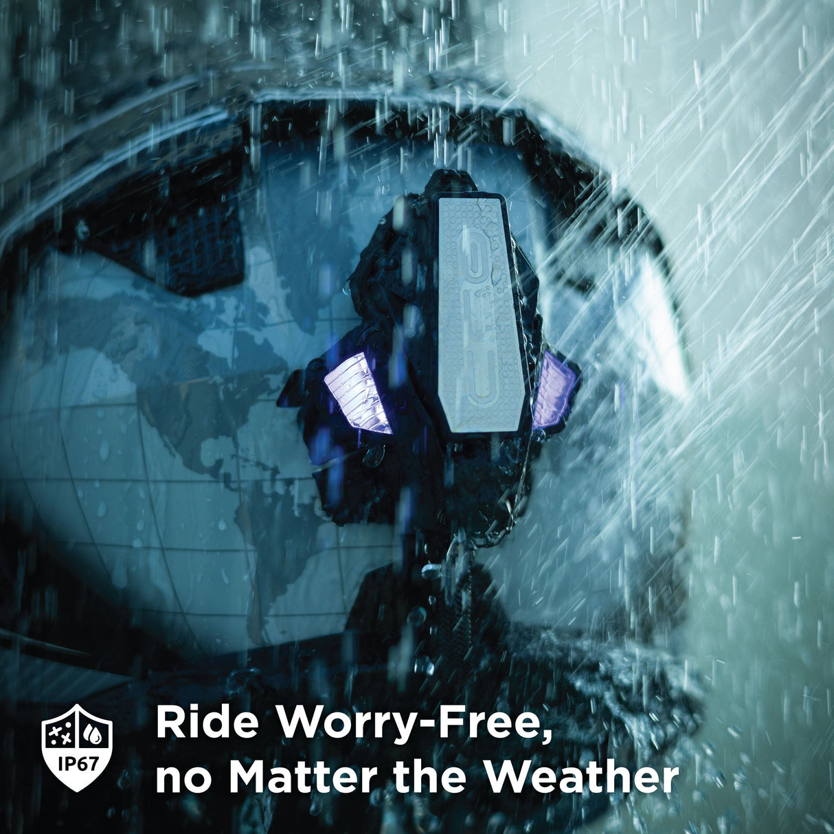 BluArmor C60 Pro Apex motorcycle mesh intercom installed on helmet for rider communication, GPS navigation and group riding support