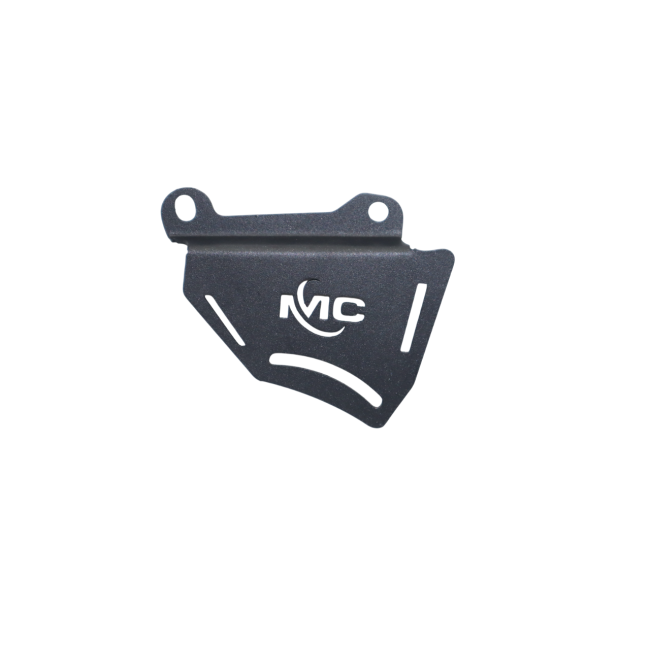 MotoCare black caliper guard installed on Hero XPulse 210 protecting brake caliper