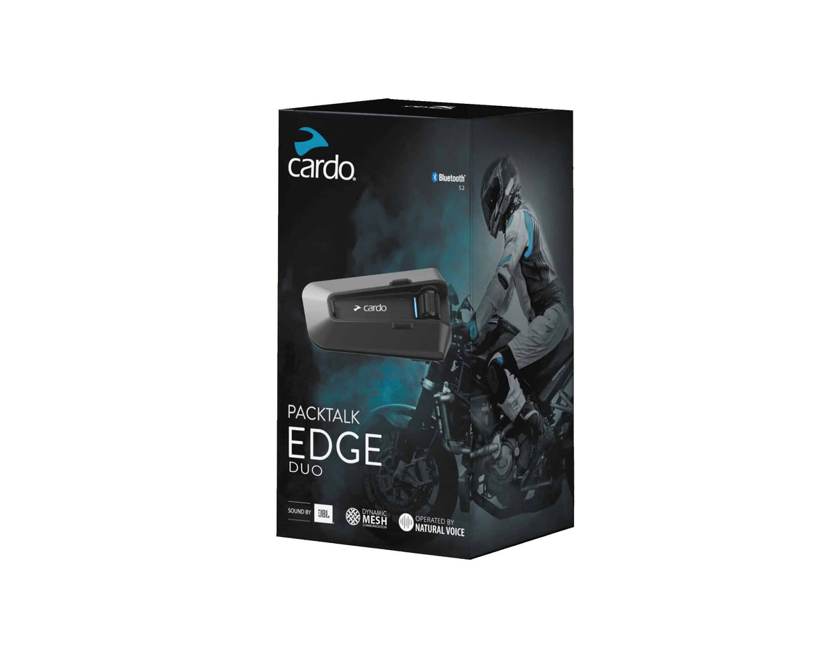 Cardo PACKTALK EDGE DUO Set of 2 Motorcycle Bluetooth Intercom with JBL 40mm Speakers