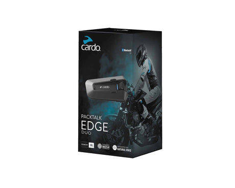 Cardo PACKTALK EDGE DUO Set of 2 Motorcycle Bluetooth Intercom with JBL 40mm Speakers