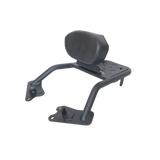 MotoCare Carrier with Backrest installed on Honda CB300F showing passenger comfort support and integrated luggage rack system