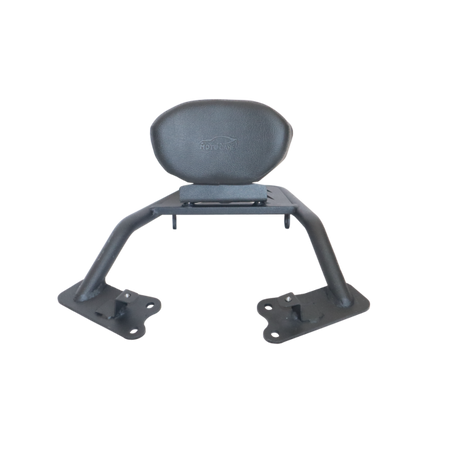 MotoCare Carrier with Backrest installed on Honda CB300F showing passenger comfort support and integrated luggage rack system