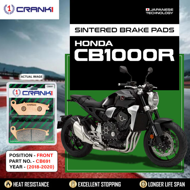 CRANK1 CB691 sintered front brake pads for Honda CB1000R (2018-2020) high-performance motorcycle braking upgrade.