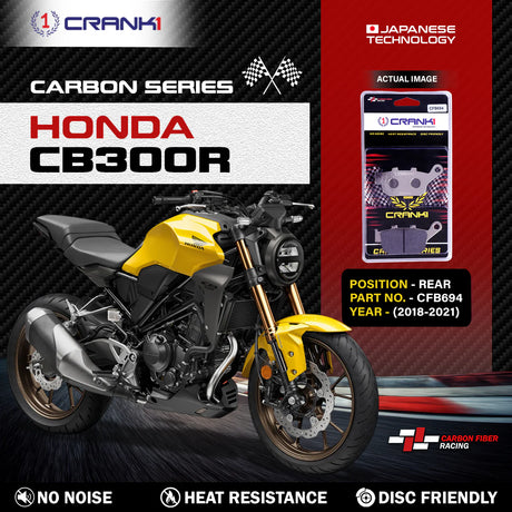 CRANK1 Carbon Rear Brake Pads CFB694 for Honda CB300R 2018-2021 High Performance Motorcycle Brake Pads