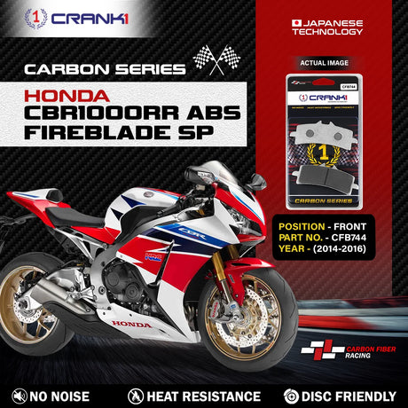 CRANK1 CFB744 carbon front brake pads for Honda CBR1000RR ABS Fireblade SP 2014-2016