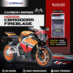 CRANK1 Carbon Rear Brake Pads CFB634 for Honda CBR1000RR Fireblade (2008-2013) | High Performance Kevlar Motorcycle Brake Pads