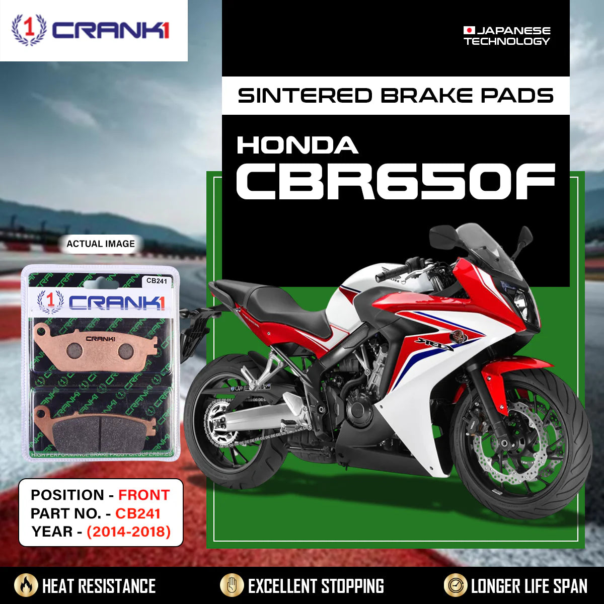 CRANK1 Sintered Front Brake Pads CB241 for Honda CBR650F 2014-2018 Motorcycle Brake Pads