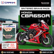 CRANK1 CB694 Sintered Rear Brake Pads installed for Honda CBR650R (2019-2020) high-performance motorcycle braking upgrade.