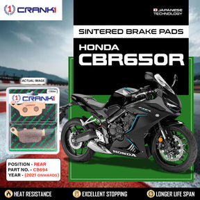 CRANK1 CB694 Sintered Rear Brake Pads for Honda CBR650R (2021 Onwards)
