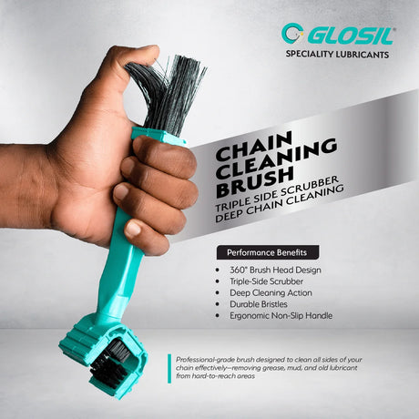 Glosil bike chain cleaning brush with 360-degree triple-side brush head


