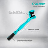 Glosil bike chain cleaning brush with 360-degree triple-side brush head

