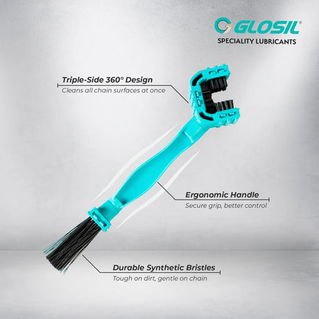 Glosil bike chain cleaning brush with 360-degree triple-side brush head

