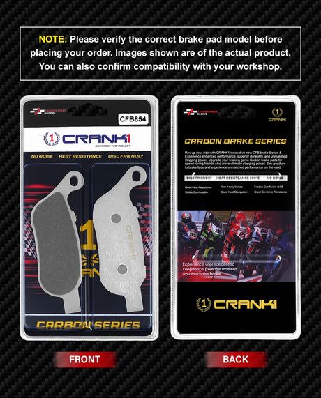 CRANK1 CFB854 carbon rear brake pads for Harley-Davidson Heritage Softail Classic 2015-2017