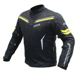 Bison ProGear Clavis Black Neon three-layer motorcycle riding jacket front view