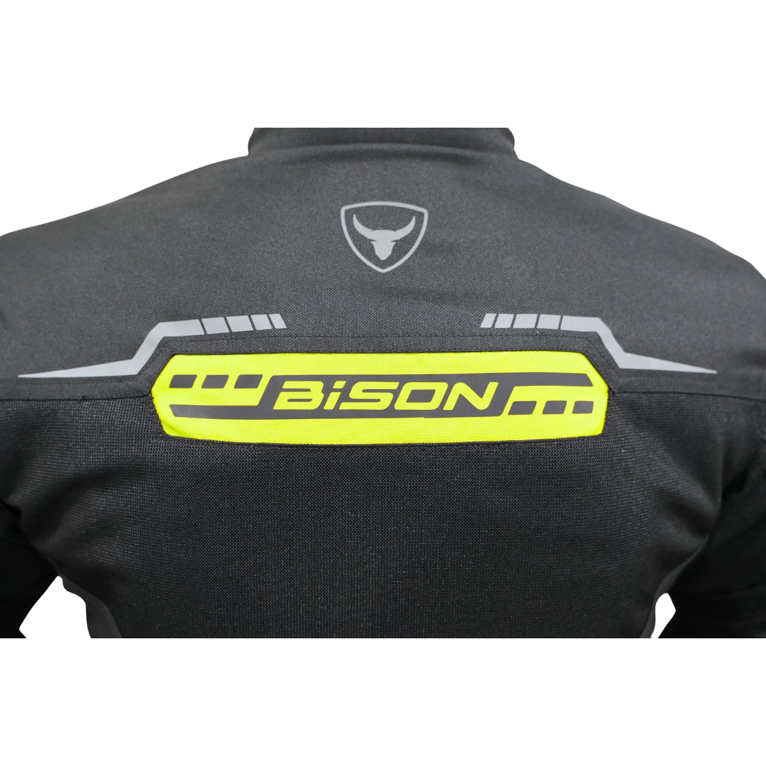 Bison ProGear Clavis Black Neon three-layer motorcycle riding jacket front view