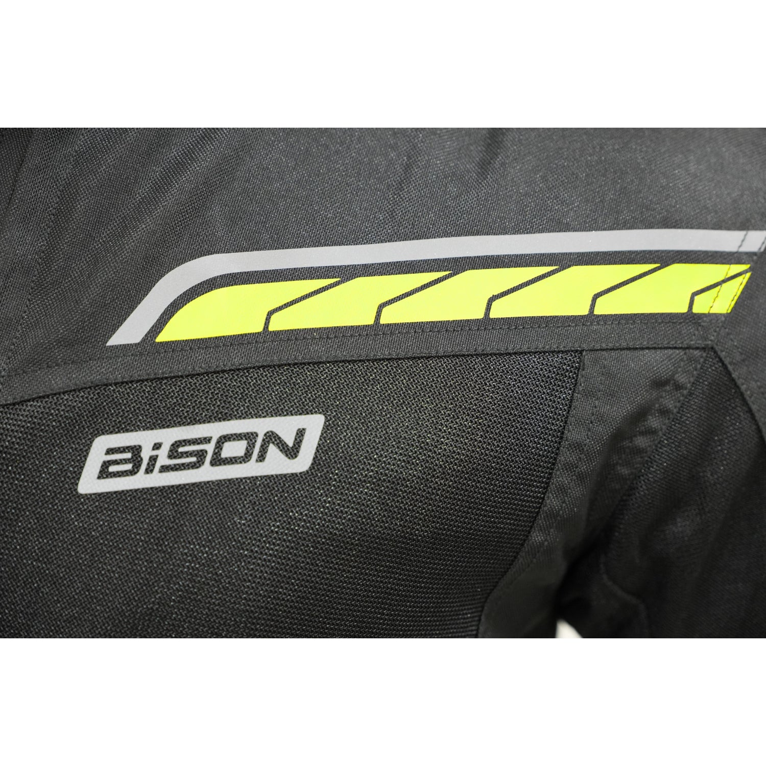 Bison ProGear Clavis Black Neon three-layer motorcycle riding jacket front view