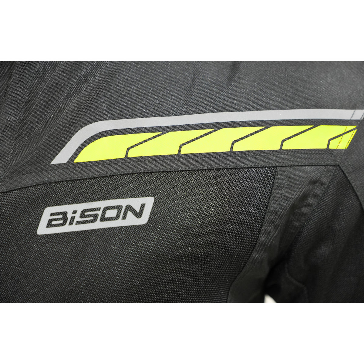 Bison ProGear Clavis Black Neon three-layer motorcycle riding jacket front view