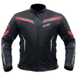 Bison ProGear CLAVIS black red motorcycle riding jacket front view

