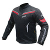 Bison ProGear CLAVIS black red motorcycle riding jacket front view


