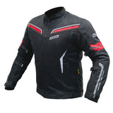 Bison ProGear CLAVIS black red motorcycle riding jacket front view

