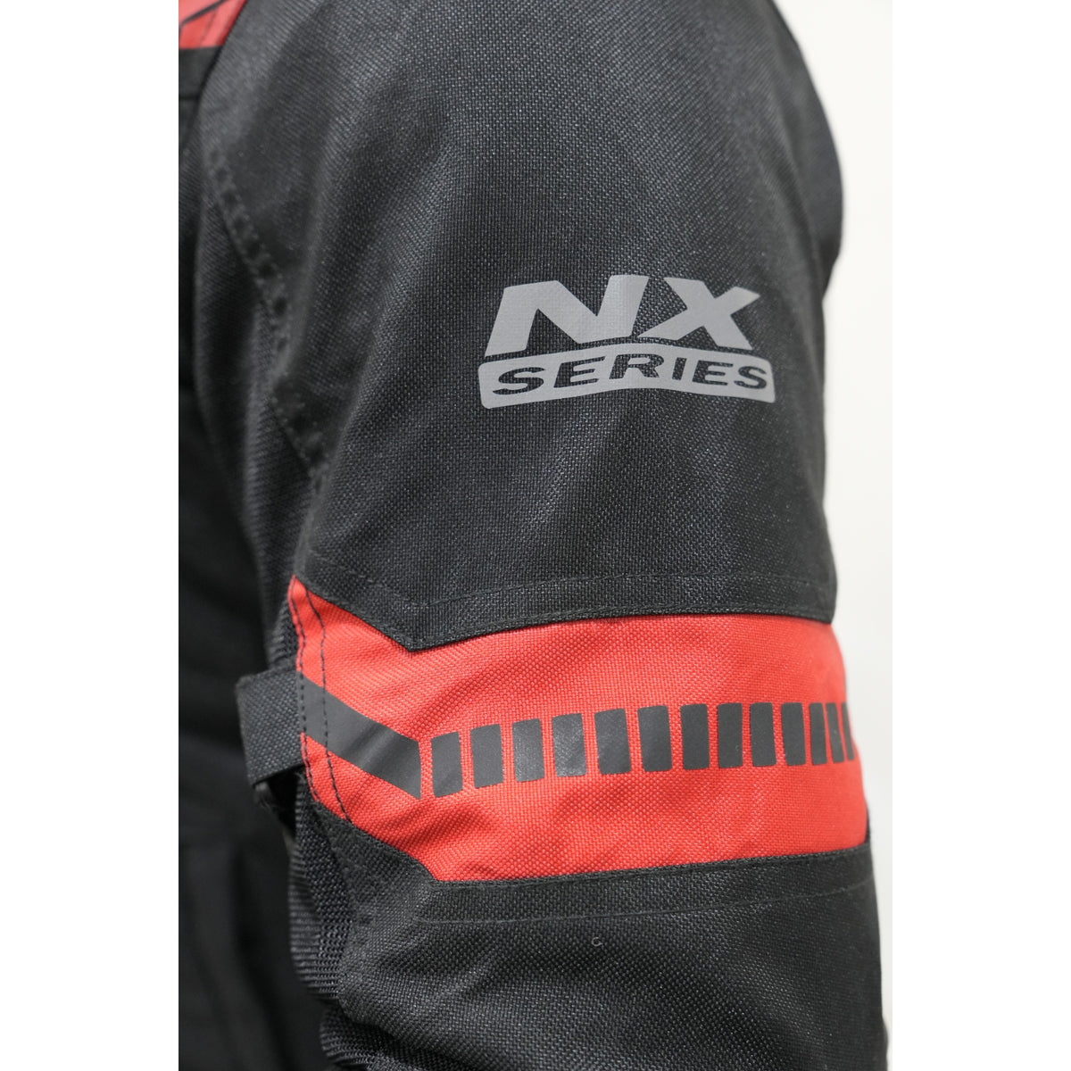Bison ProGear CLAVIS black red motorcycle riding jacket front view

