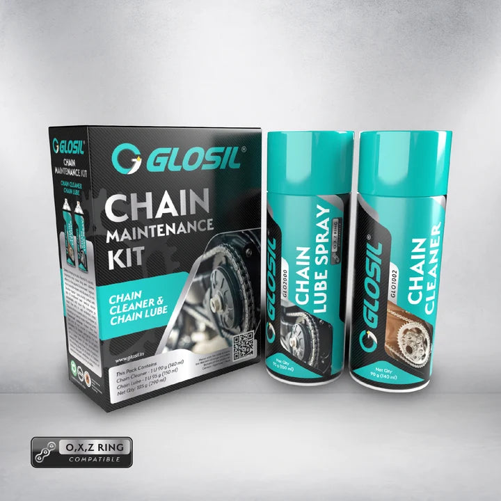 Glosil motorcycle chain cleaner 140ml and chain lube 150ml combo pack
