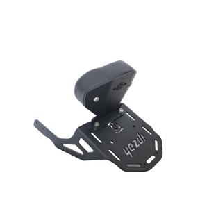 Yezdi Scrambler backrest with carrier plate installed