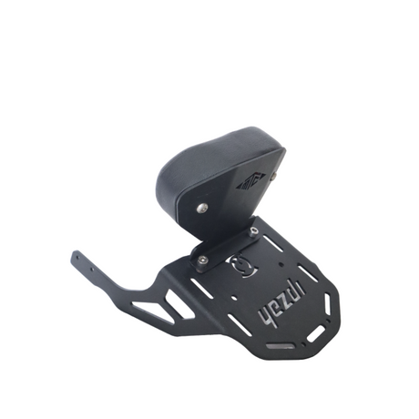 Yezdi Scrambler backrest with carrier plate installed