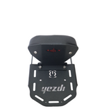Yezdi Scrambler backrest with carrier plate installed